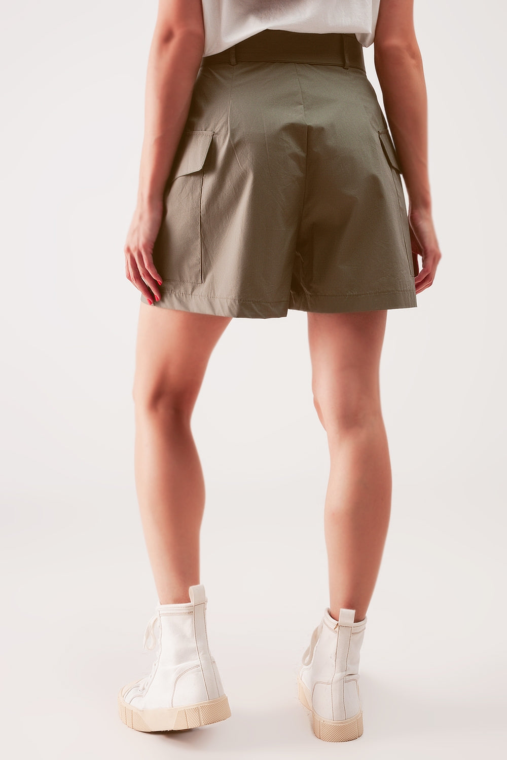 Longline wide leg bermuda shorts in khaki Szua Store