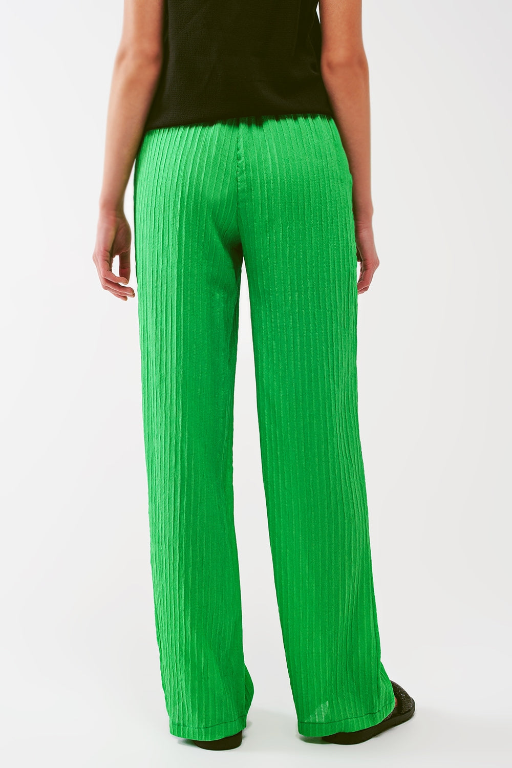 Loose Fit Striped Pants in Green - Szua Store
