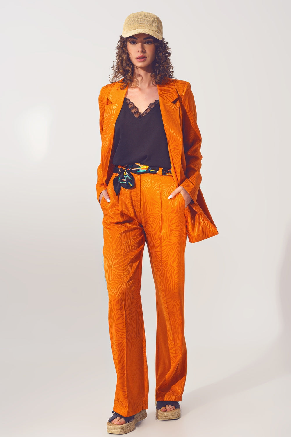 Loose Fit Zebra Print Pants in Orange - Szua Store