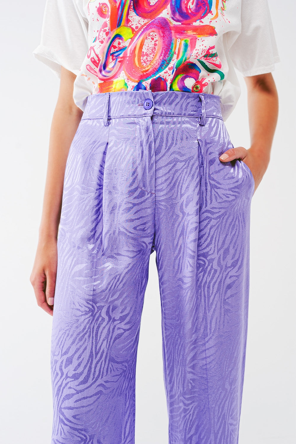 Loose Fit Zebra Print Pants in purple - Szua Store