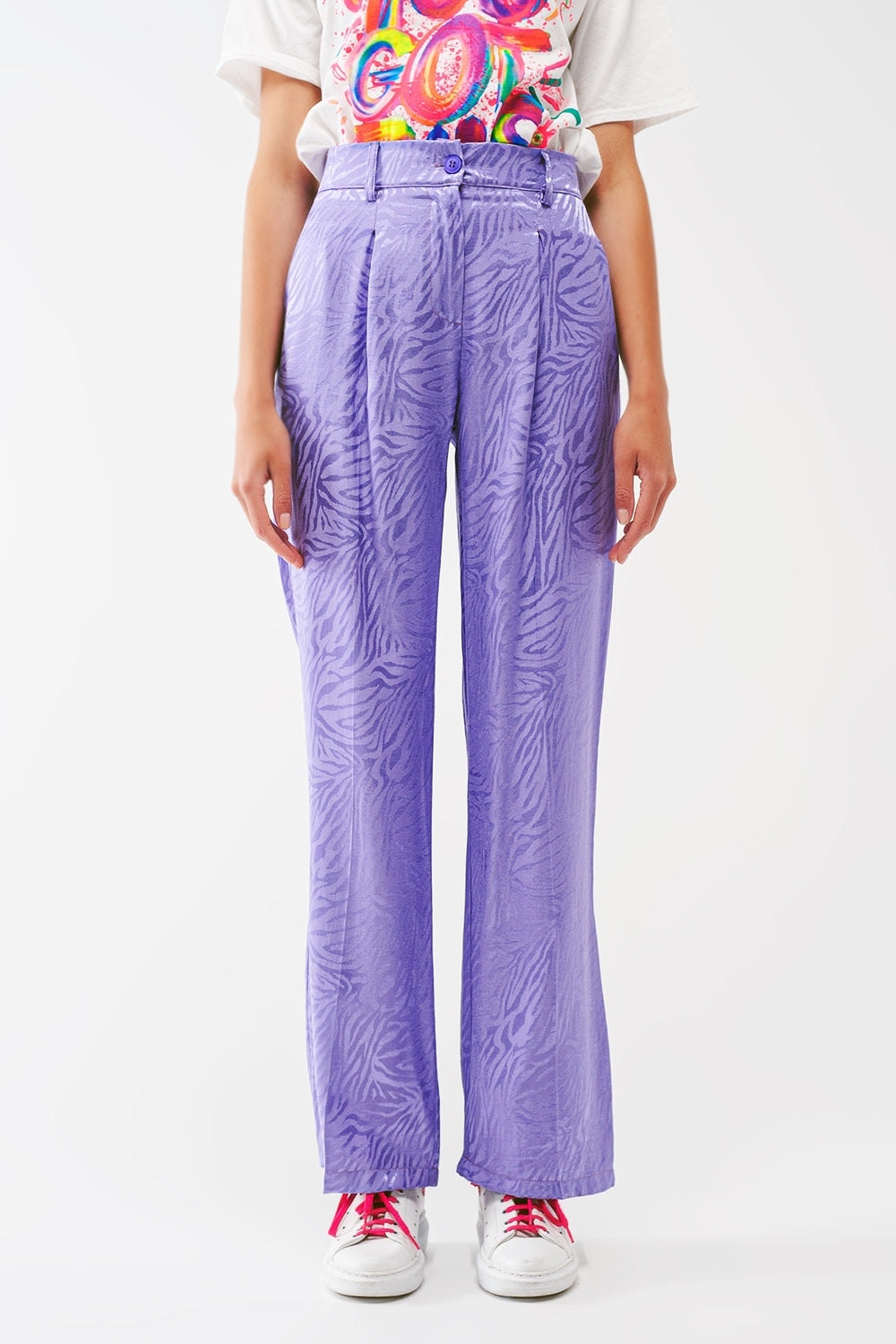 Loose Fit Zebra Print Pants in purple - Szua Store