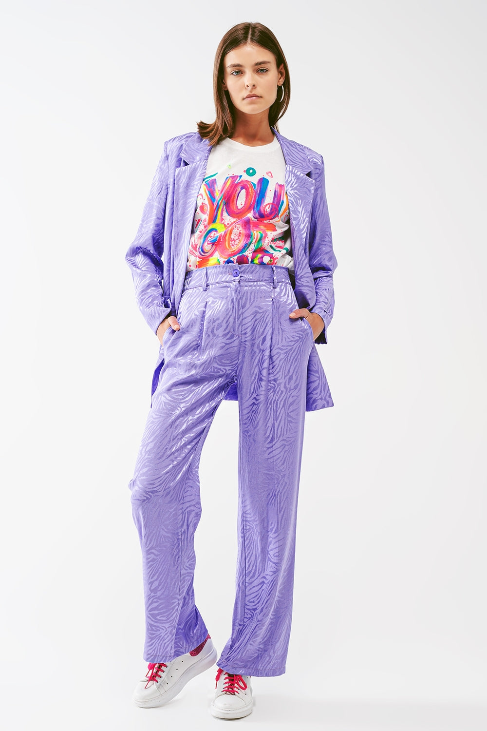 Loose Fit Zebra Print Pants in purple - Szua Store