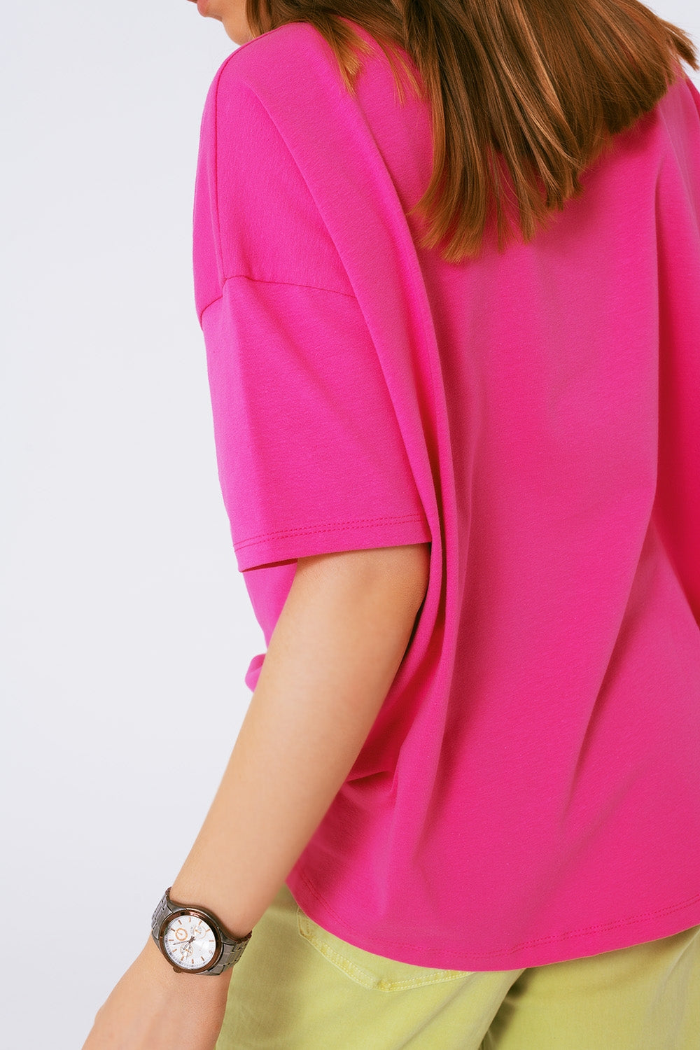 Loose-fitting fuchsia T-shirt with colored bear - Szua Store