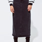 Q2 Maxi black denim skirt with a split on the back