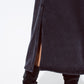 Maxi black denim skirt with a split on the back