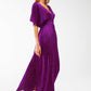 Q2 Maxi Cinched At The Waist Dress With Angel Sleeves In Purple Polka Dot