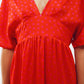 Maxi Cinched At The Waist Dress With Angel Sleeves In Red Polka Dot - Szua Store