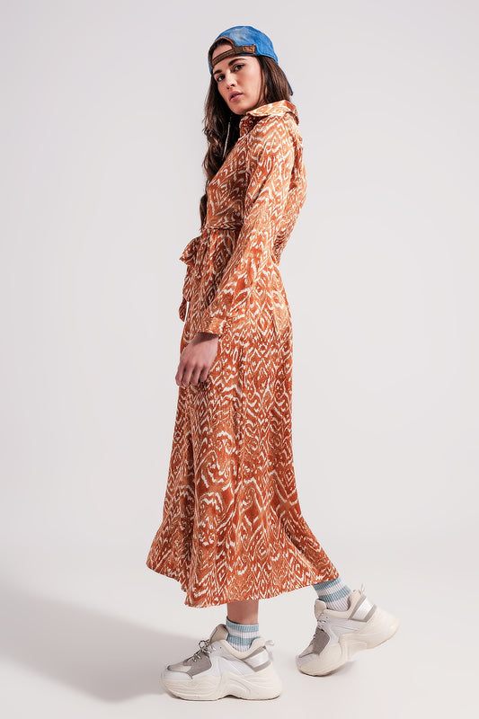 Maxi dress in abstract animal print in orange Szua Store