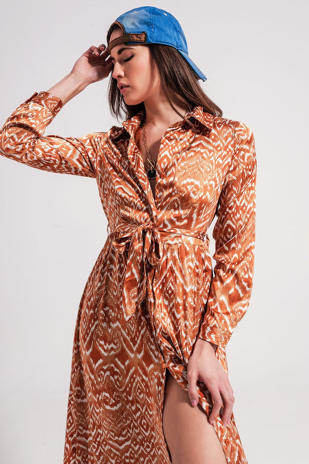 Maxi dress in abstract animal print in orange Szua Store