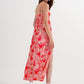 Maxi dress with splits in red leaves print Szua Store