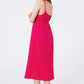 Maxi fuchsia summer dress with straps and gathered waist - Szua Store