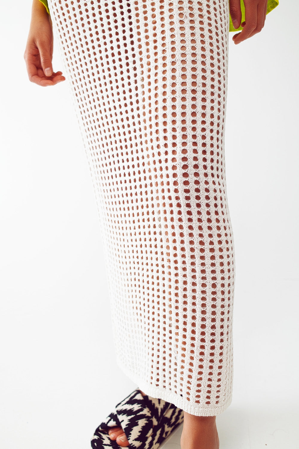 Maxi sheer crochet skirt in white - Szua Store