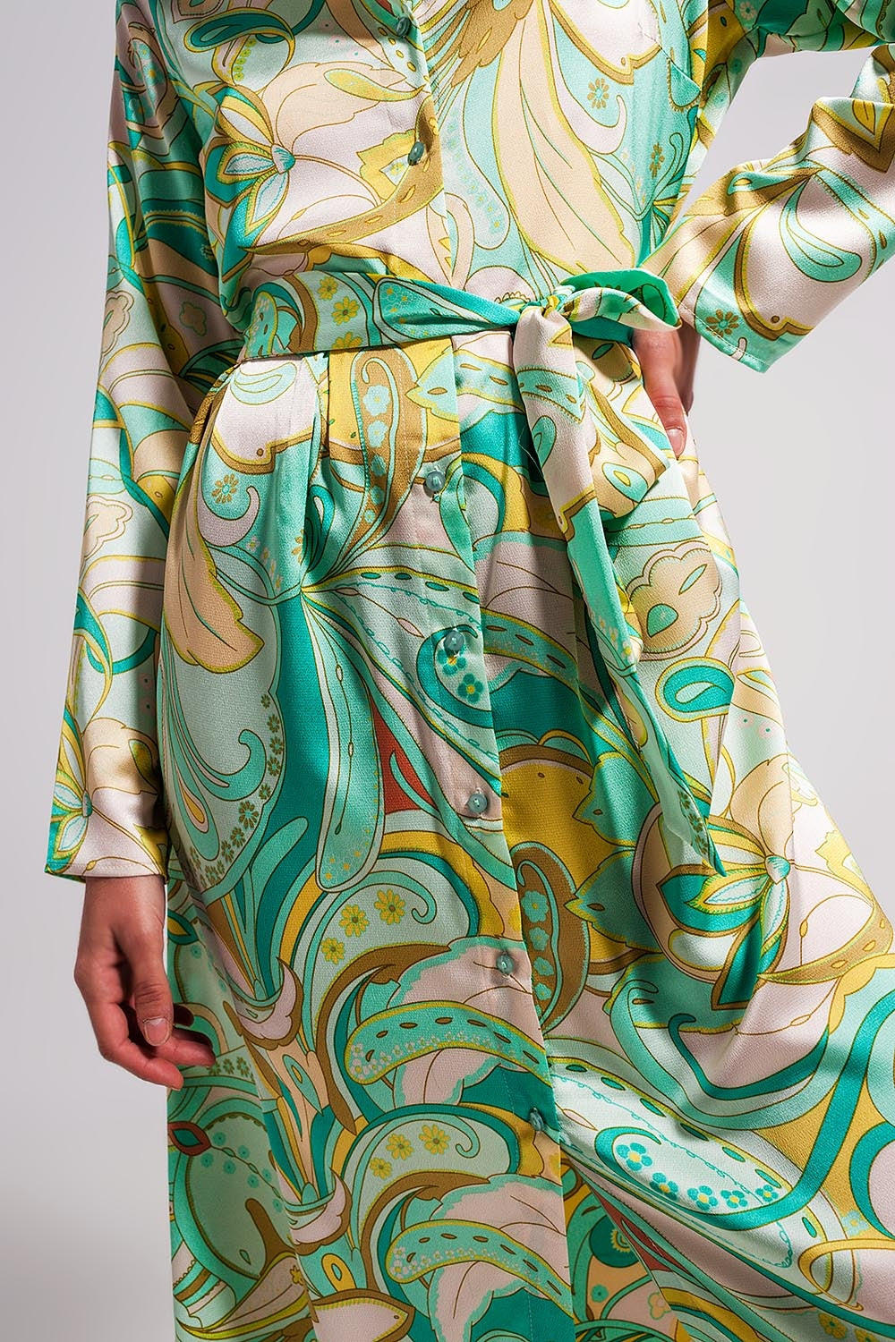 Maxi shirt dress in green abstract print Szua Store