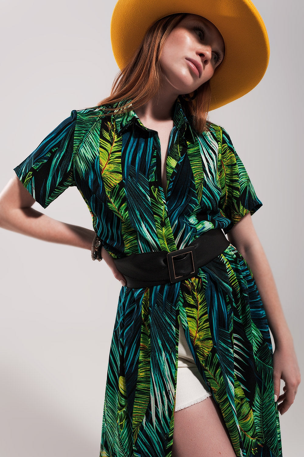 Maxi shirt dress in tropical print Szua Store