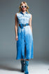 Q2 maxi sleeveless Denim Dress With Ombre Detail