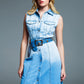 Maxi sleeveless Denim Dress With Ombre Detail