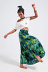 Maxi tiered skirt in green tropical print Szua Store