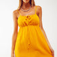 Maxi Yellow Summer Dress with Straps and Gathered Waist - Szua Store