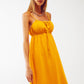 Maxi Yellow Summer Dress with Straps and Gathered Waist - Szua Store