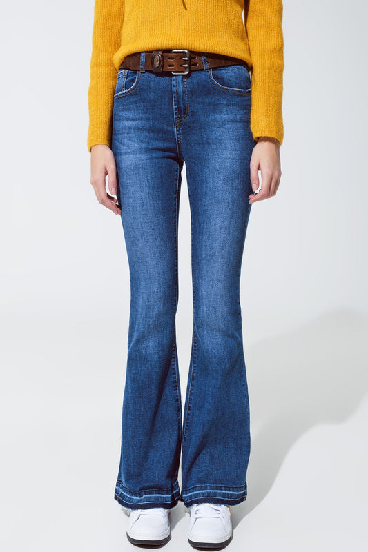 Medium blue skinny flared jeans