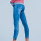 Medium wash skinny jeans with leopard print Szua Store