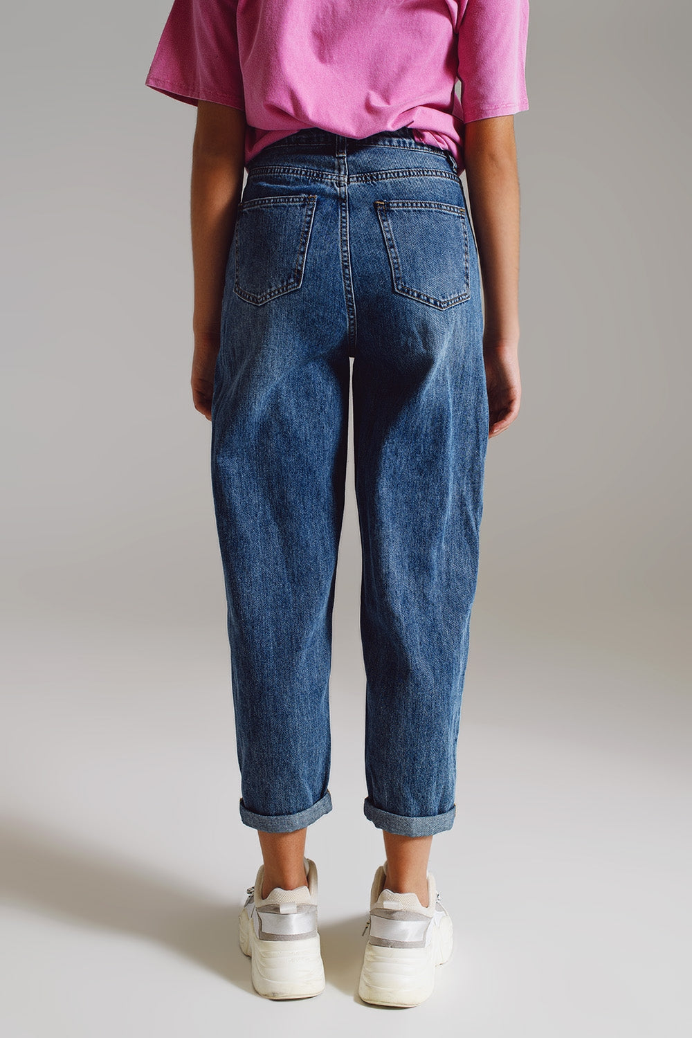 Medium washed high-rise mom style jeans