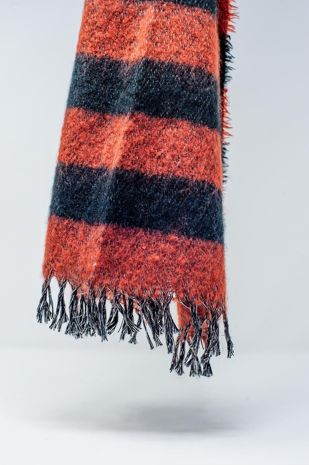 Melange mix stripe scarf in red Szua Store