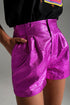 Metallic Shorts With Front Dart in Fuchsia - Szua Store