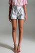 Q2 Metallic Shorts With Front Dart in Silver