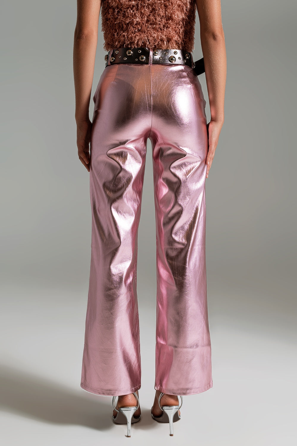 Metallic Straight Leg Pants in Pink - Szua Store