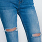 Mid denim super skinny jeans with holes in the knees Szua Store
