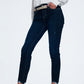 mid rise jeans in bright blue with raw hem Szua Store