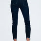mid rise jeans in bright blue with raw hem Szua Store
