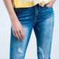 Mid wash fitted jeans with rips Szua Store