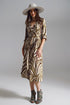 Q2 Midi Belted Wrap Dress in Olive Green and Cream Zebra Print