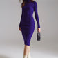 Q2 Midi Bodycon Knitted Dress With Turtle Neck in Purple