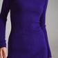 Midi Bodycon Knitted Dress With Turtle Neck in Purple