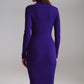 Midi Bodycon Knitted Dress With Turtle Neck in Purple