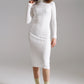 Q2 Midi Bodycon Knitted Dress With Turtle Neck in White