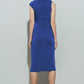 Midi Dress with Asymmetrical Neck in Blue - Szua Store