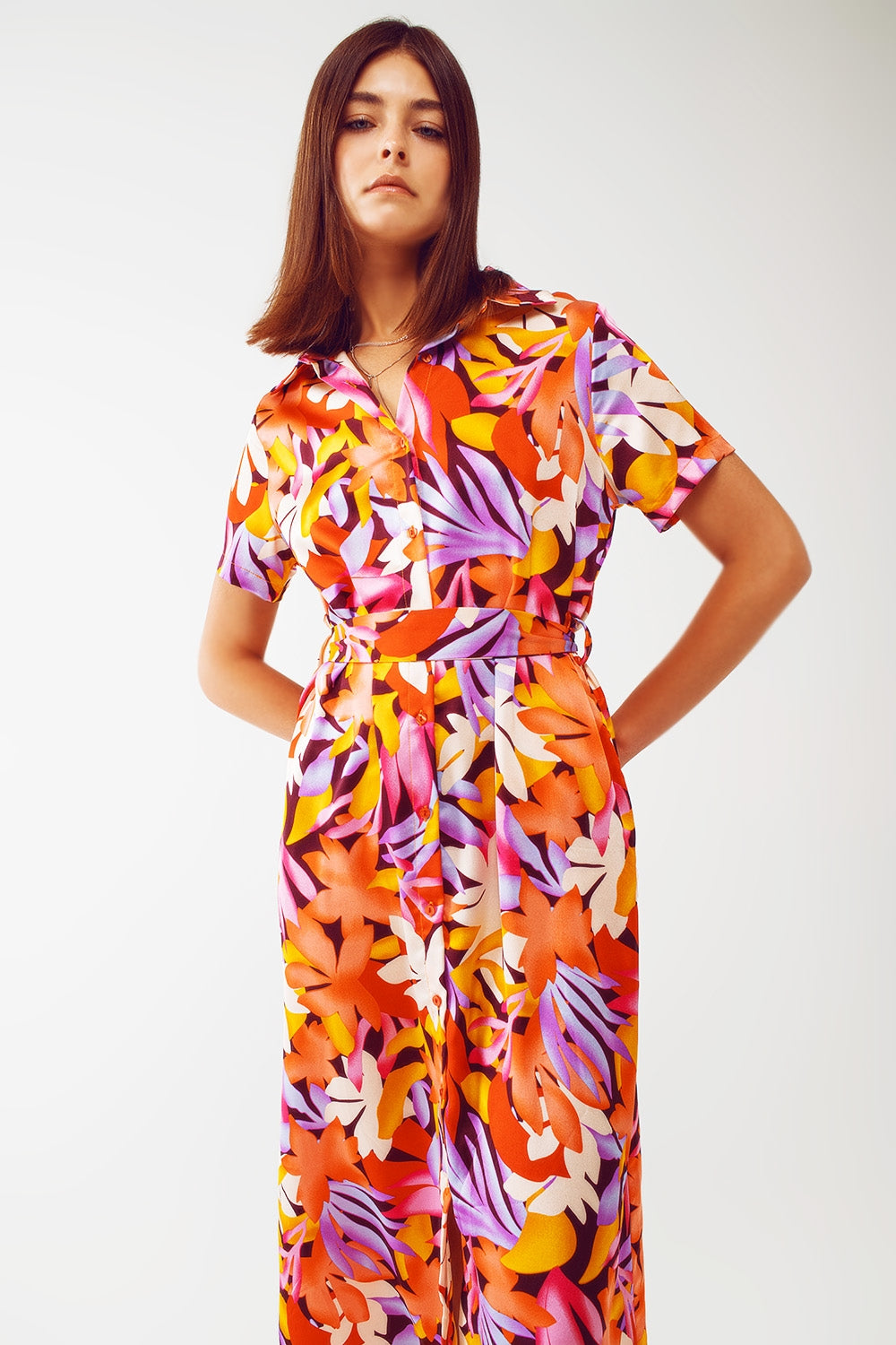 Midi Floral Print Dress in Multicolour - Szua Store