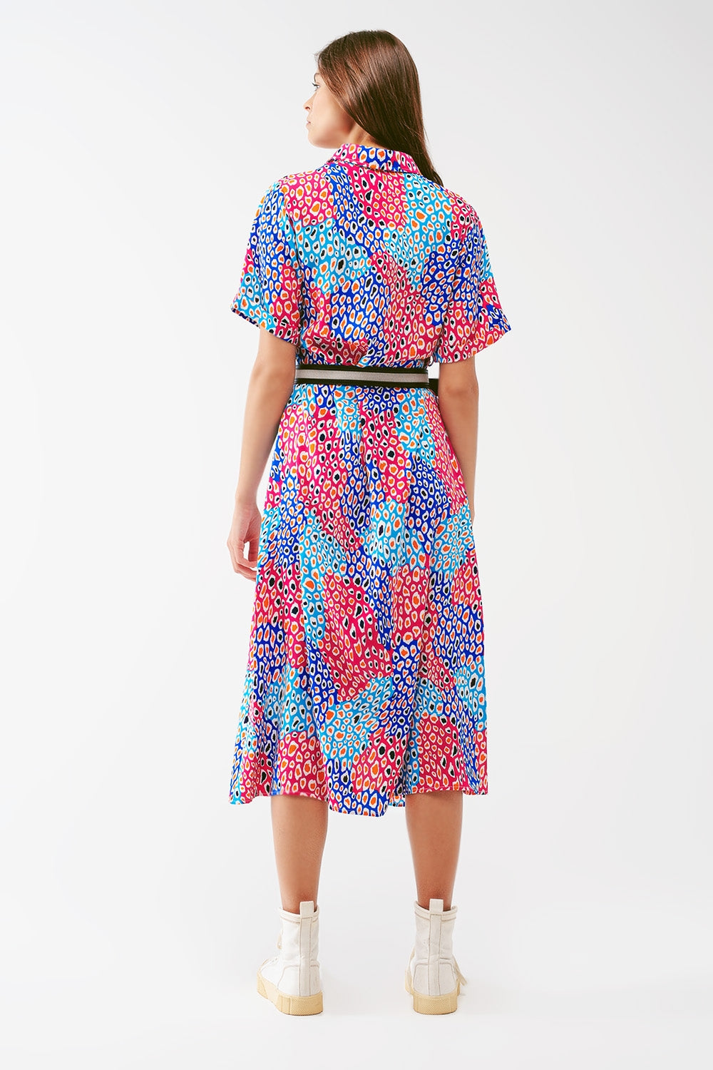 Midi Geo Printed short sleeve Dress - Szua Store