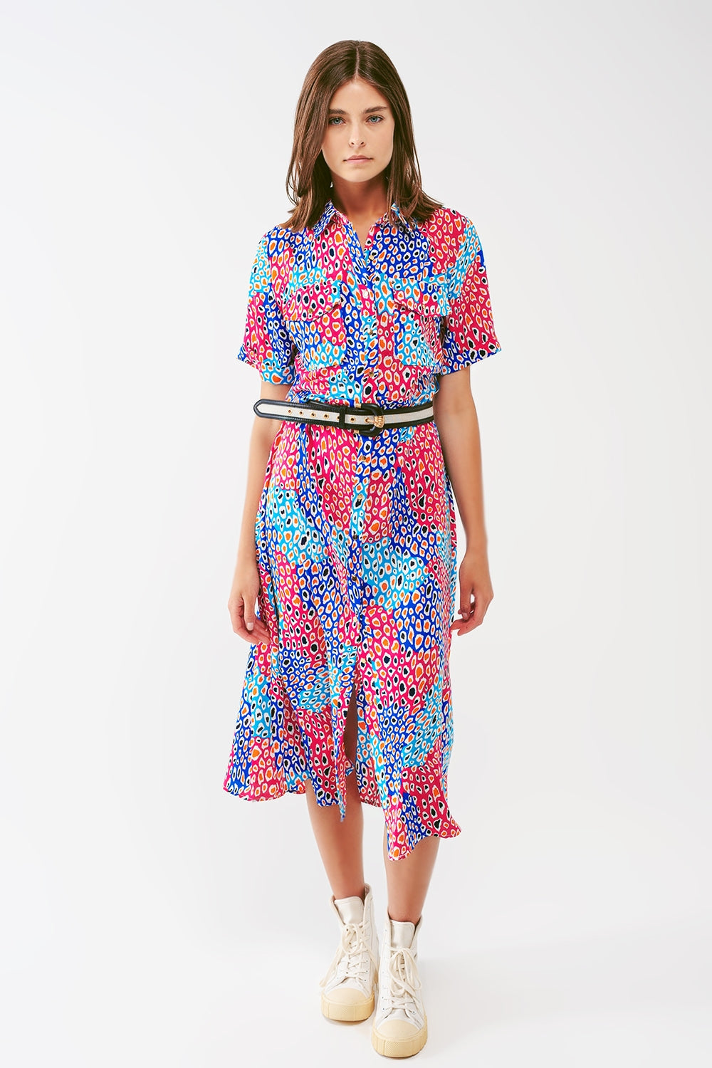 Midi Geo Printed short sleeve Dress - Szua Store