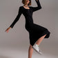Q2 Midi Knit Dress With Square Neckline in Black
