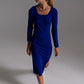 Q2 Midi Knit Dress With Square Neckline in Blue