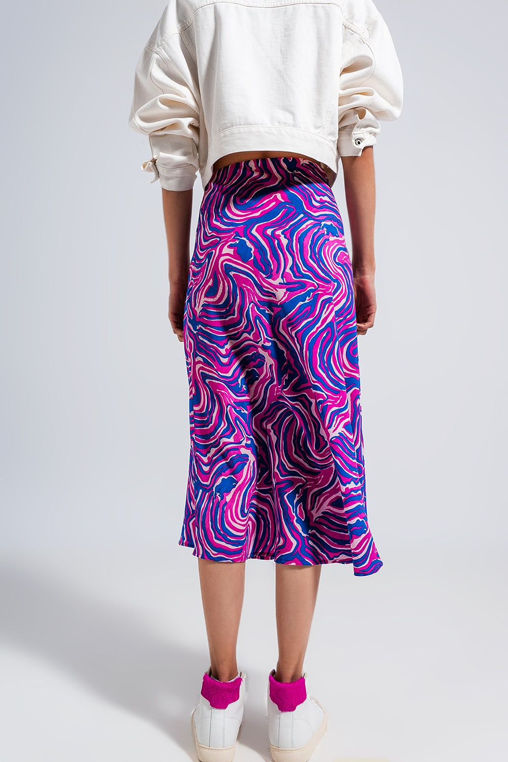 Midi skirt in abstract print in purple Szua Store