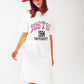 Midi t-shirt dress in white boston 1984 university - Szua Store