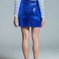 Mini Bodycon Skirt in Blue Small Sequins