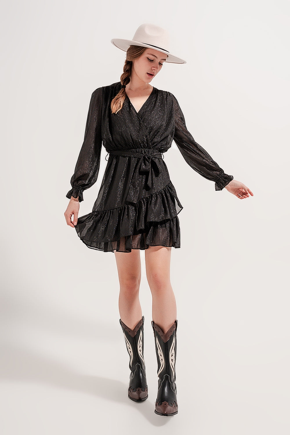 Mini dress with flippy hem in black Szua Store