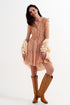 Mini dress with ruffle trims in vintage floral in coral Szua Store